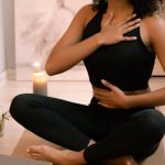 Exercise Laptop - Woman with Curly Hair Doing Yoga